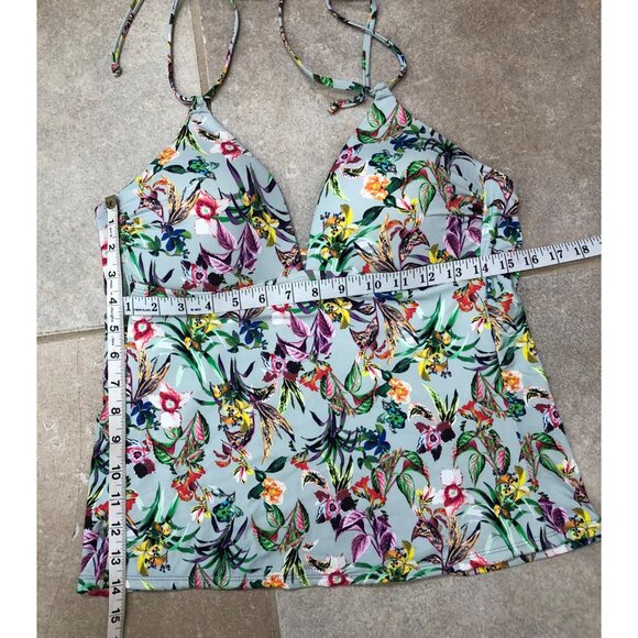 Gibson Latimer Tankini Bathing Suit Top Sz Large Tropical Floral Escape FLAW Tag - Picture 8 of 15